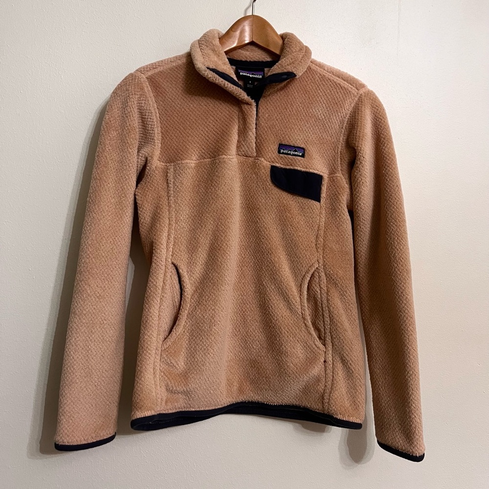 Patagonia Women's Re-Tool Snap-T Pullover fleece jacket Size Small Peach Pink